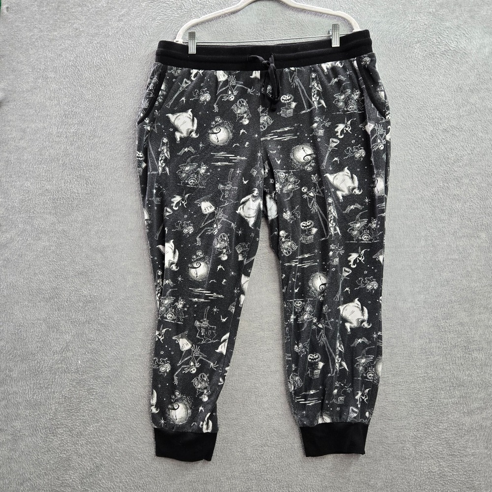 Disney Women Sleepwear 2 Black Jogger Pants Nightmare‎ Before Christmas Allover